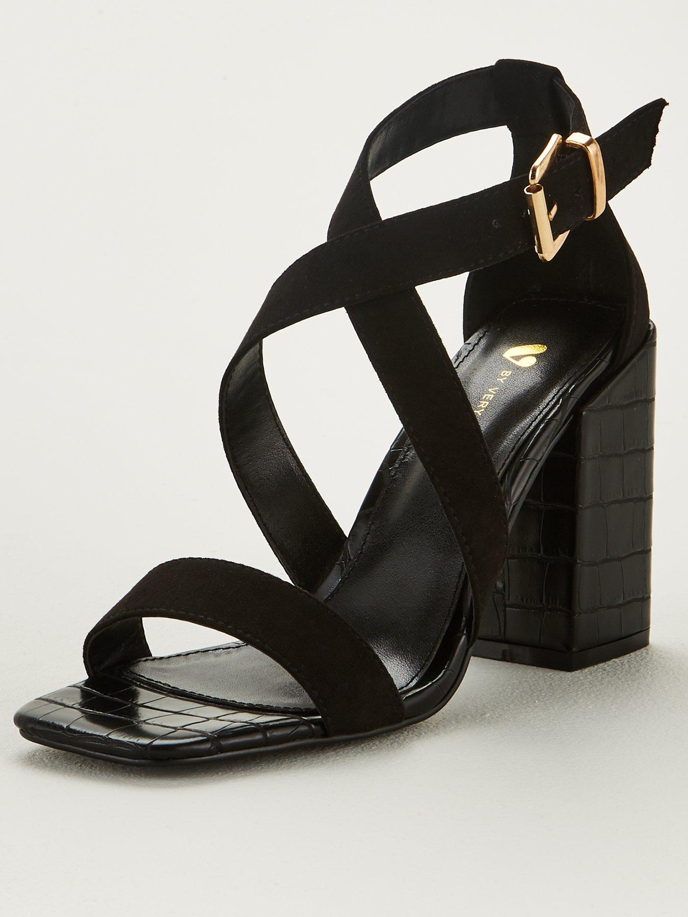 wide fit black block heel sandals uk
