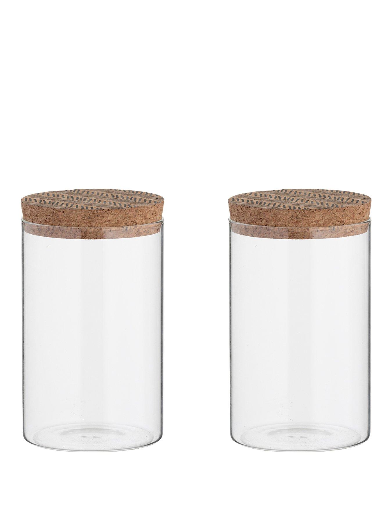 Product photograph of Typhoon Monochrome Set Of Two 0 95-litre Storage Jars With Cork Lids from very.co.uk