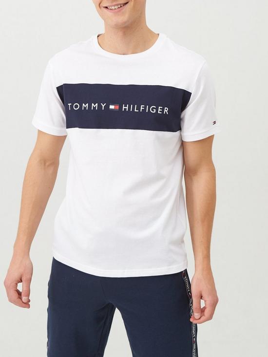 front image of tommy-hilfiger-logo-lounge-t-shirt-white