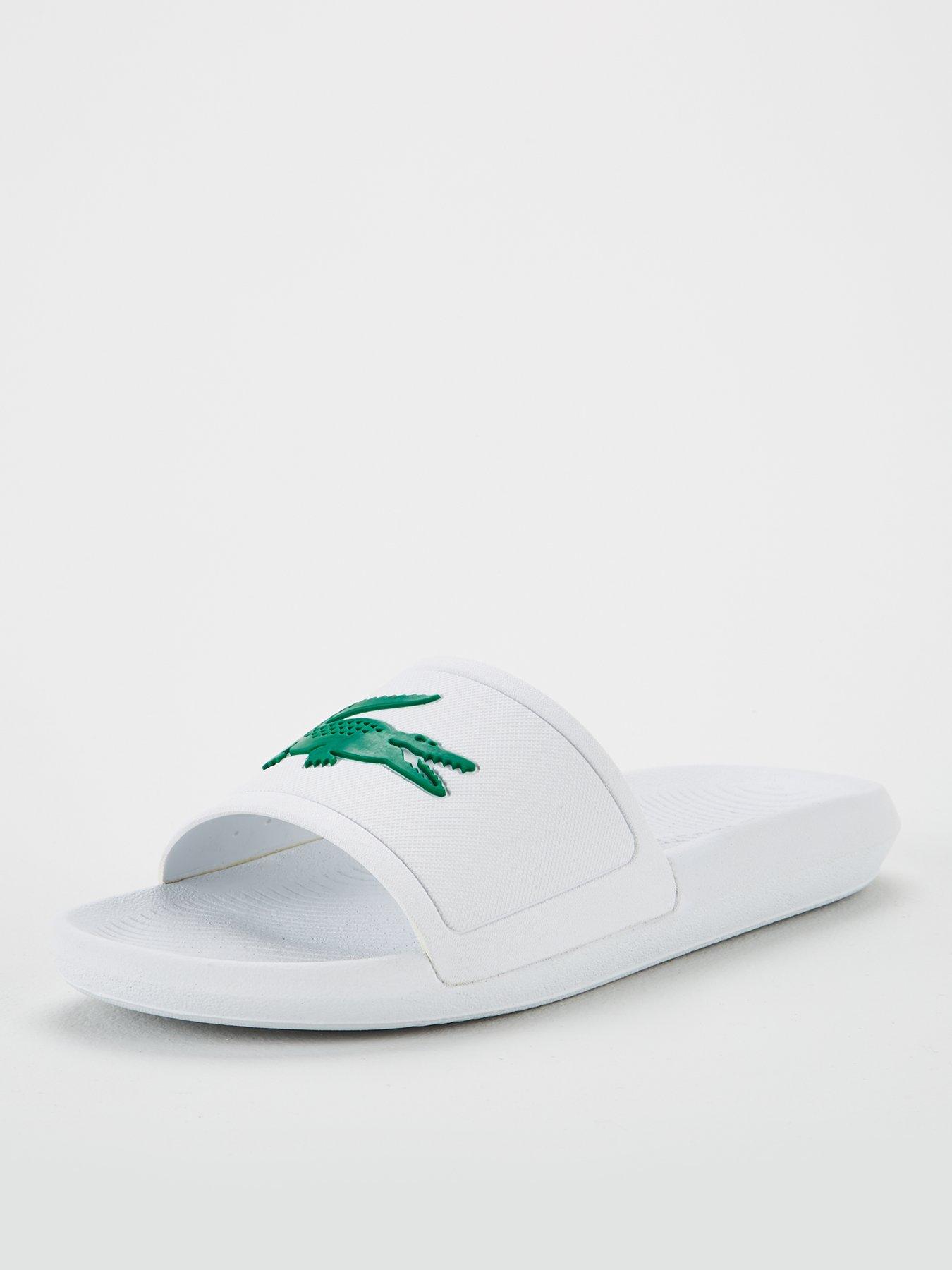 lacoste white sliders