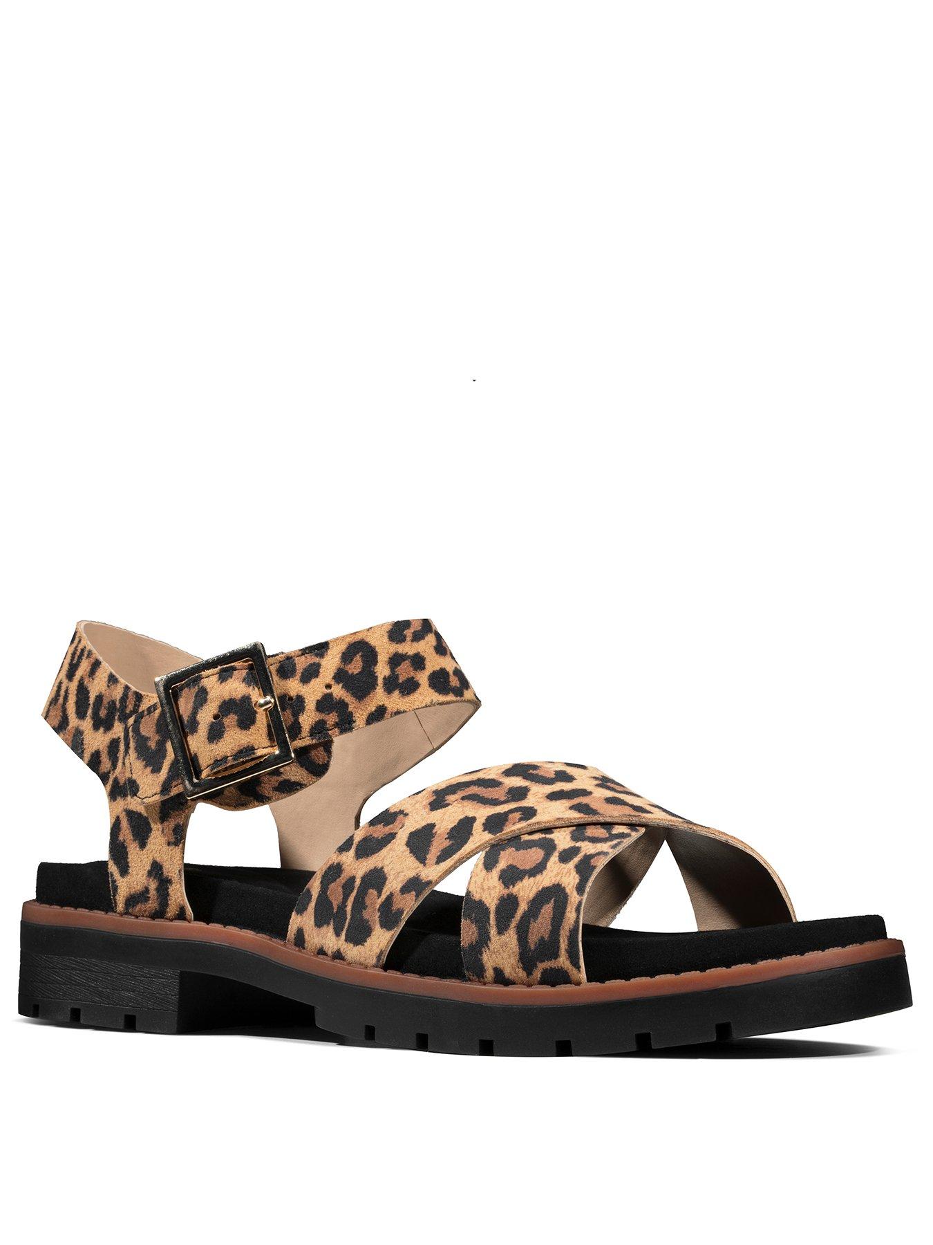 clarks leopard print sandals