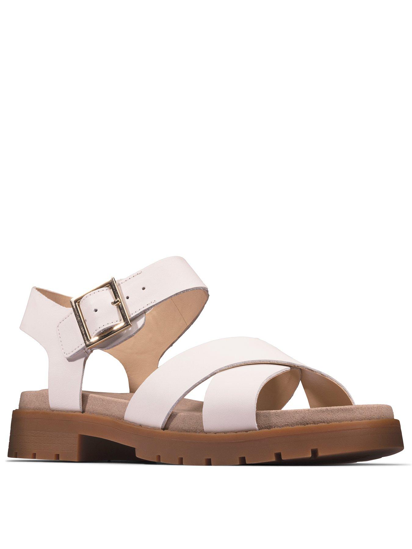 clarks white flat sandals