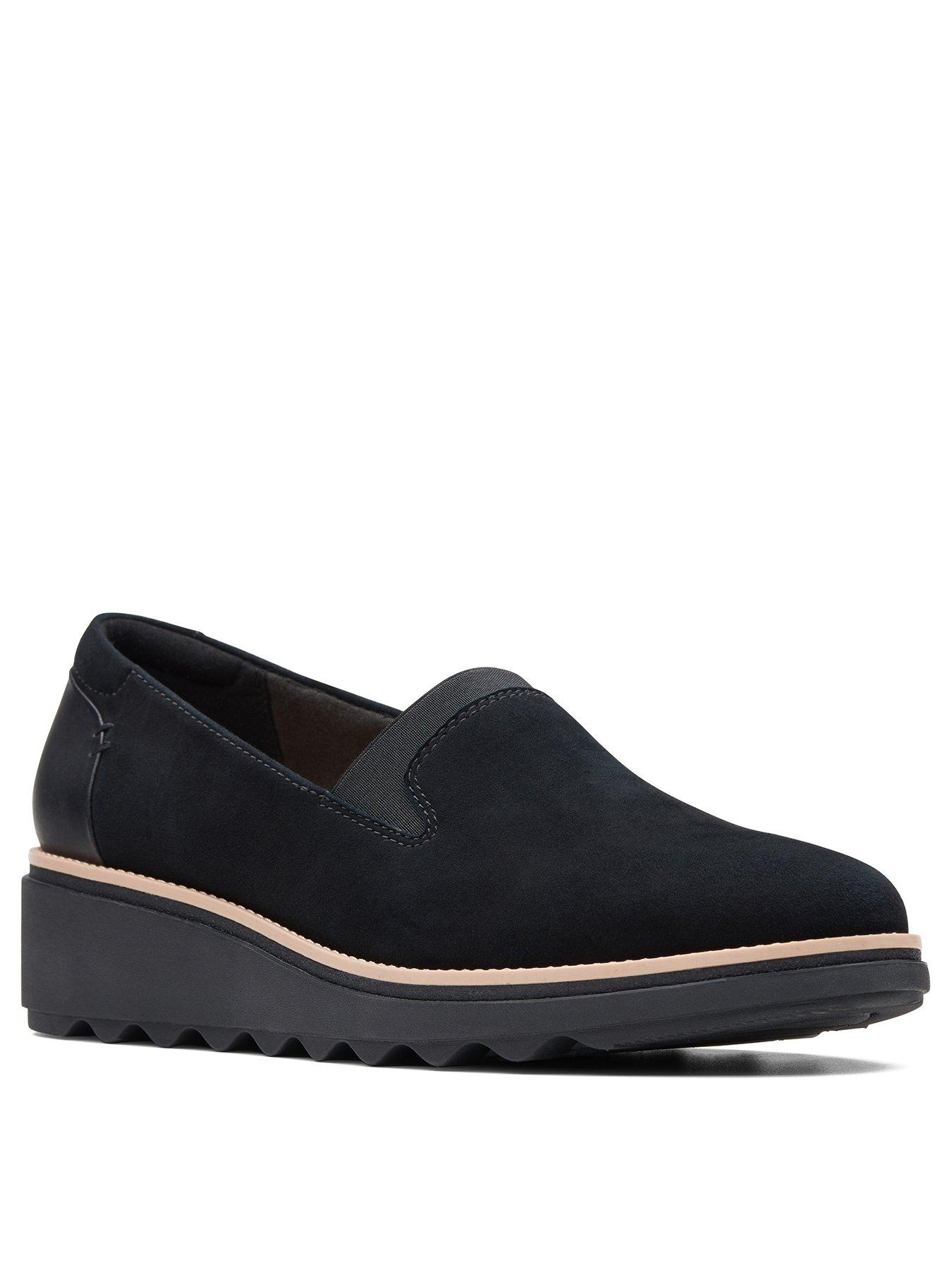 black wedge shoes wide fit