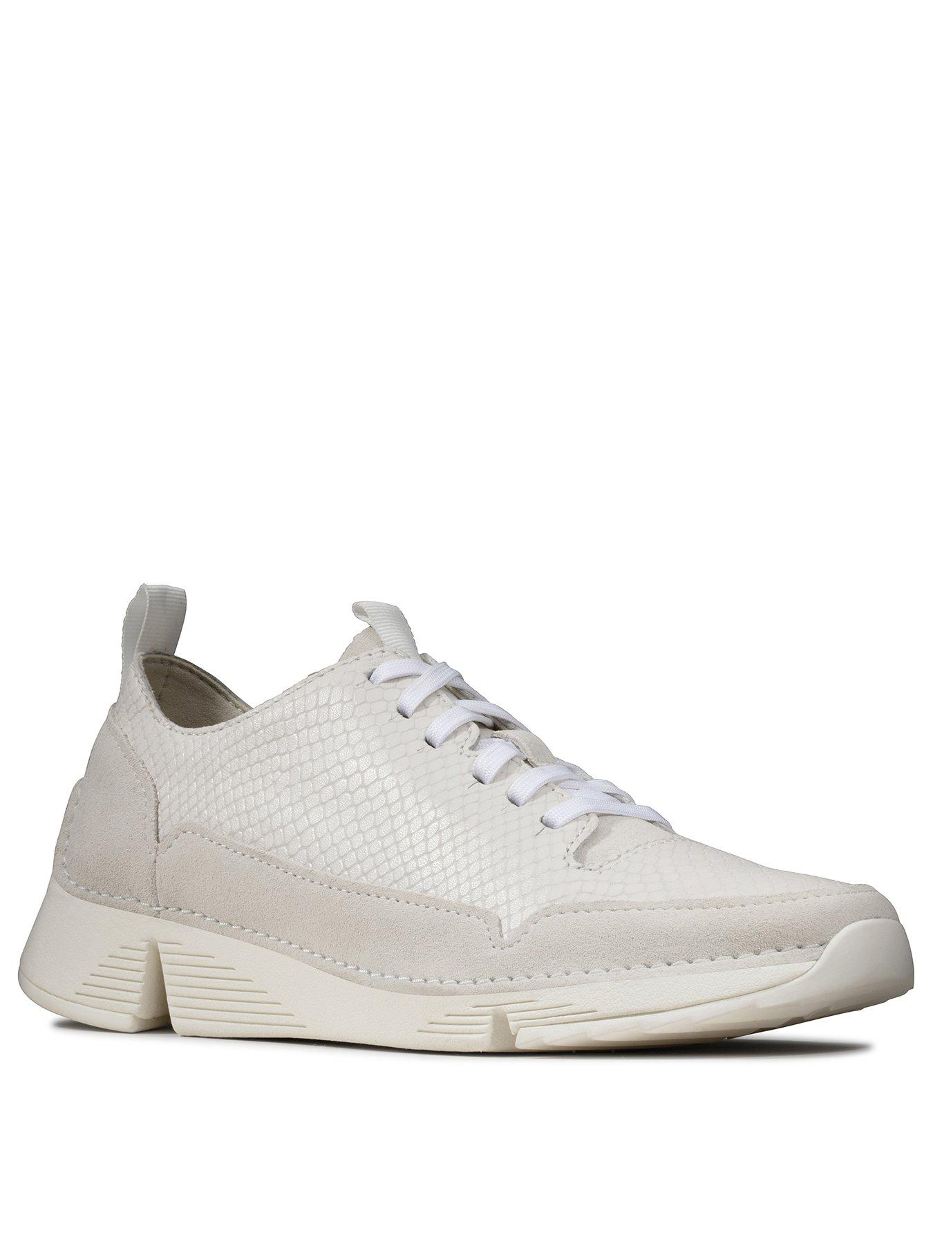 clarks white leather trainers