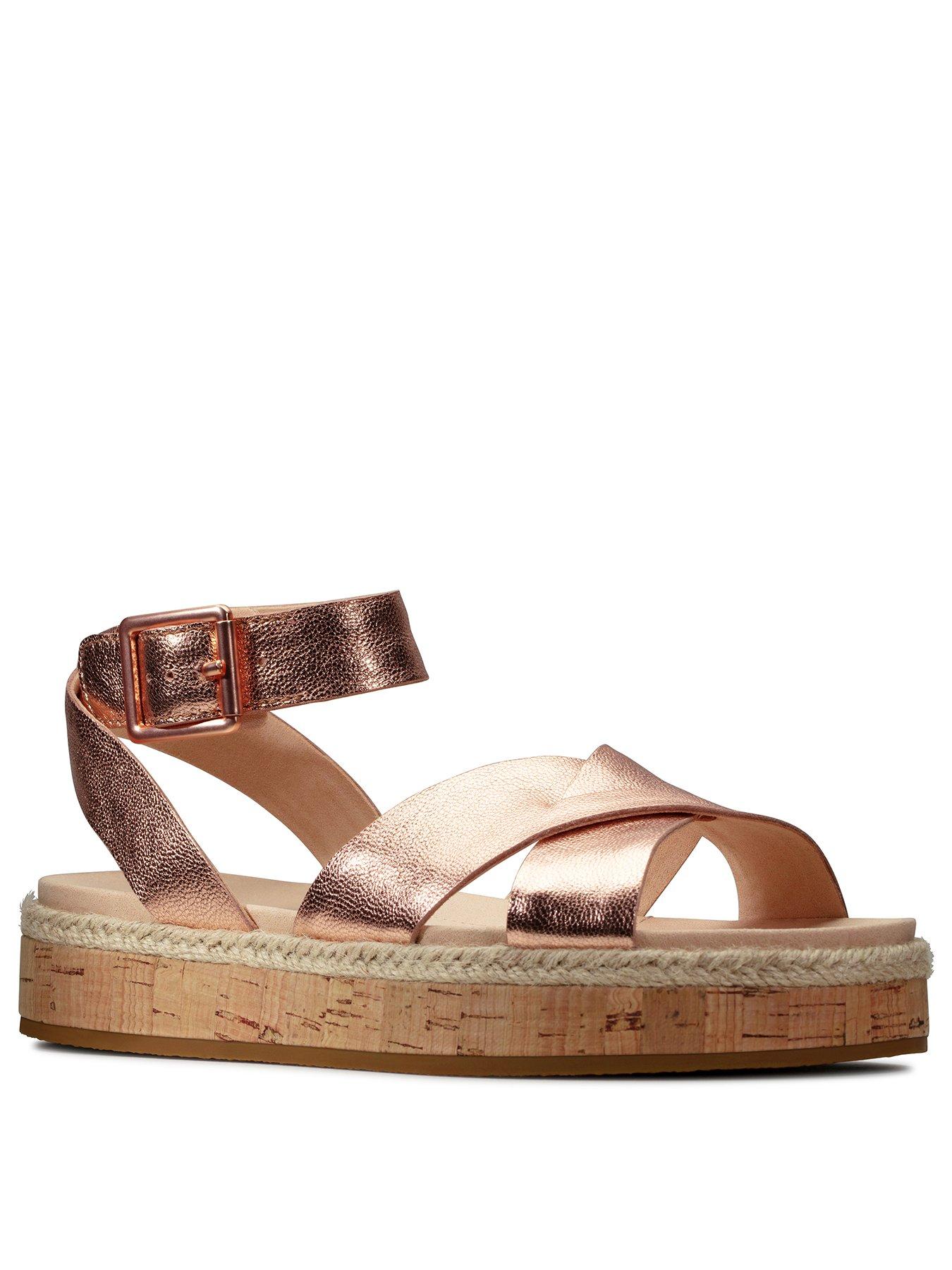 rose gold clarks sandals