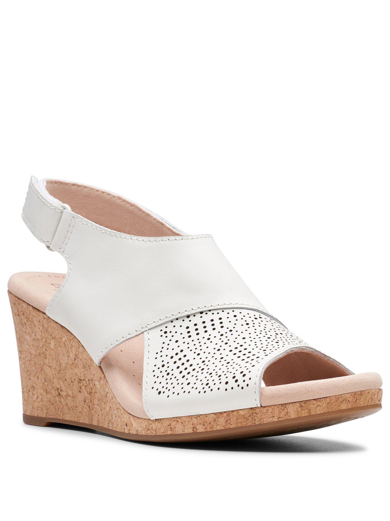 white leather wedge sandals uk