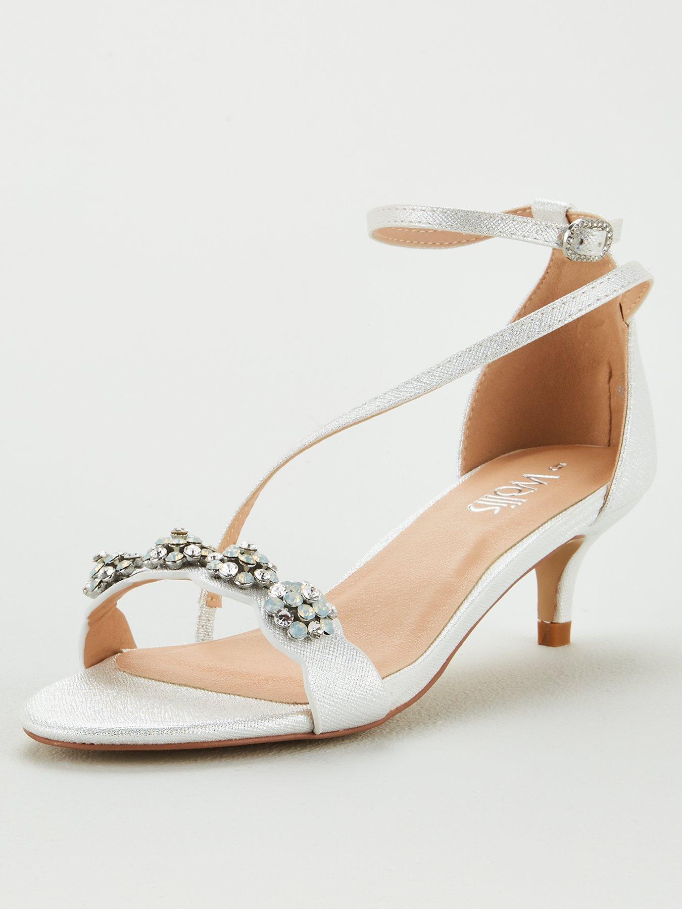 Wallis Kitten Heel Embellished Sandals White Very Co Uk
