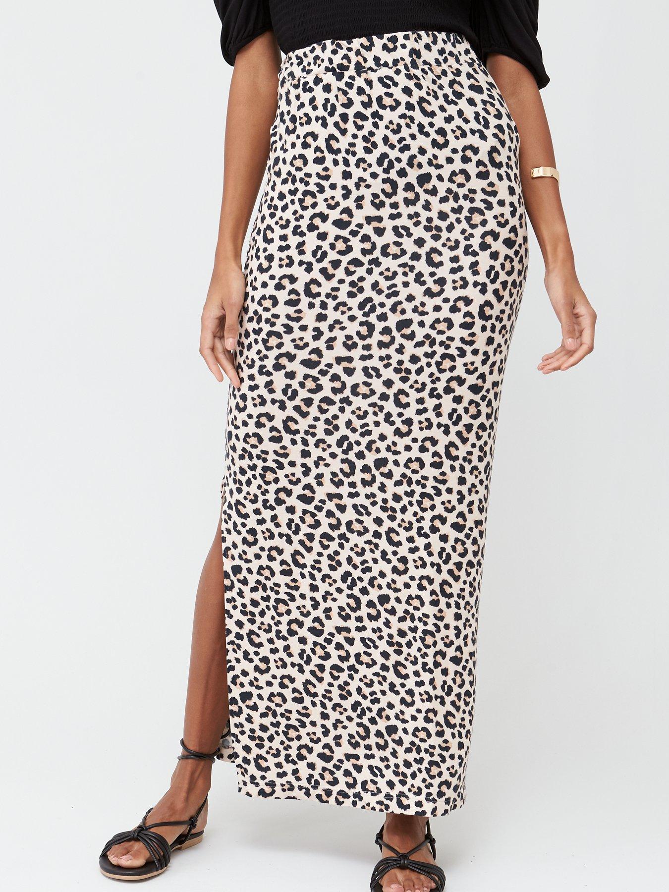 animal print skirt with split