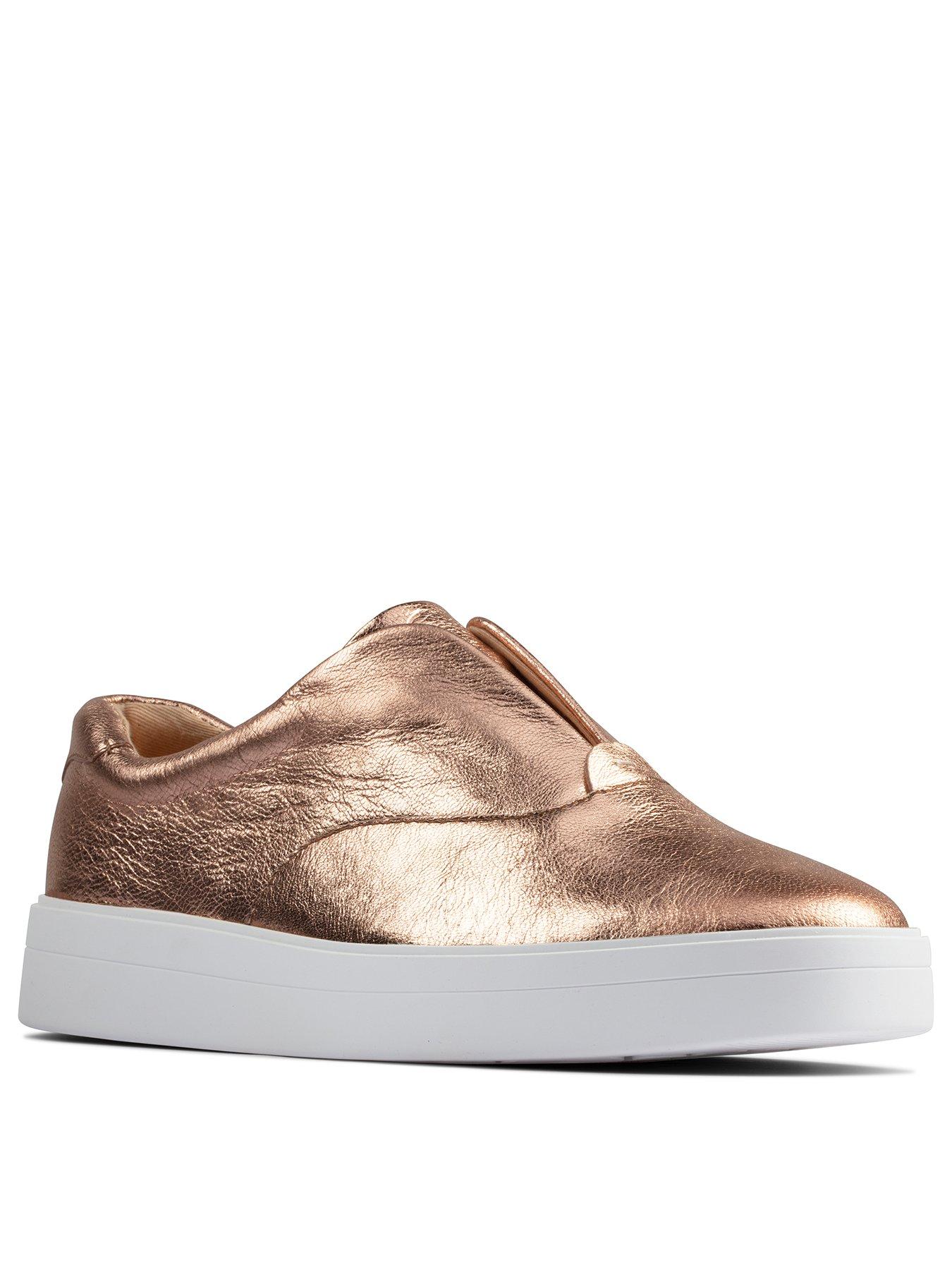 rose gold leather trainers