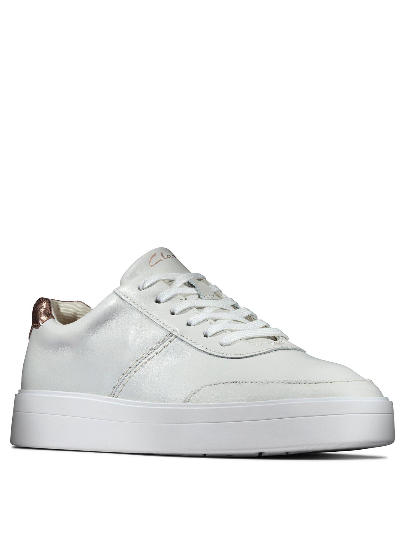 clarks white leather trainers