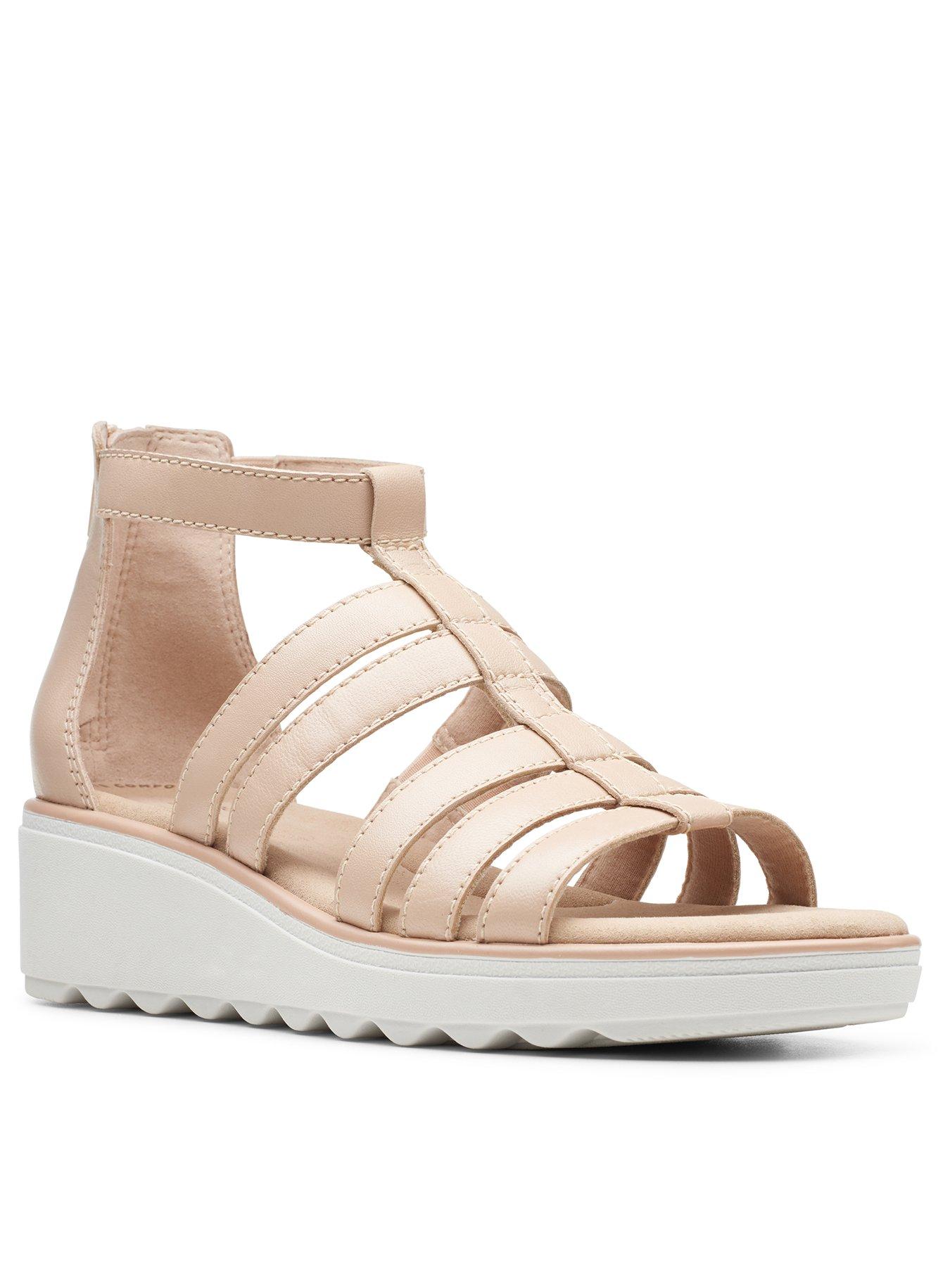 clarks metallic wedge sandals