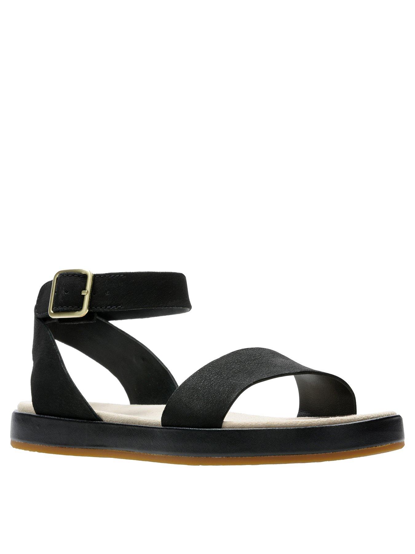 clarks black flat sandals