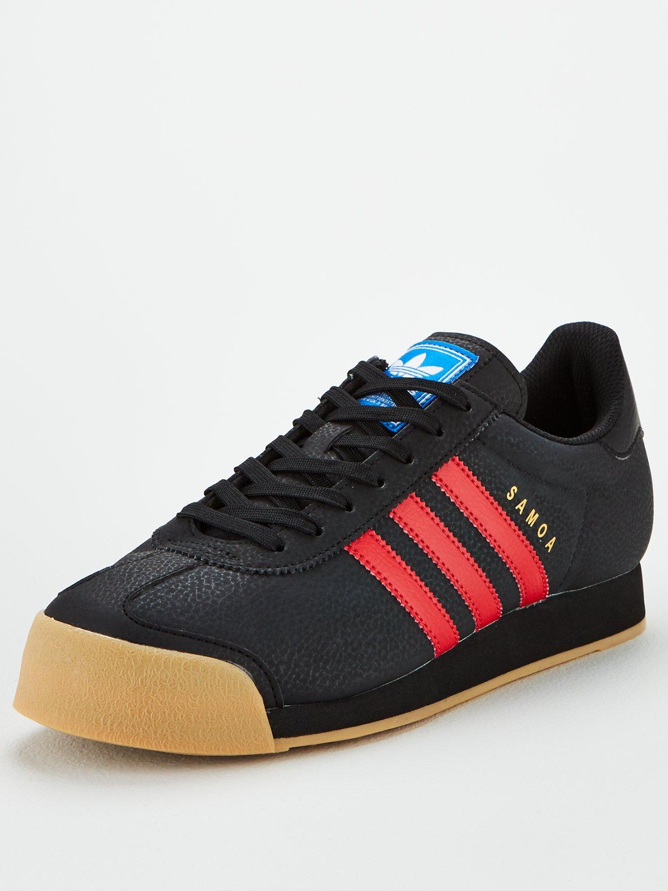 adidas trainers black with red stripes