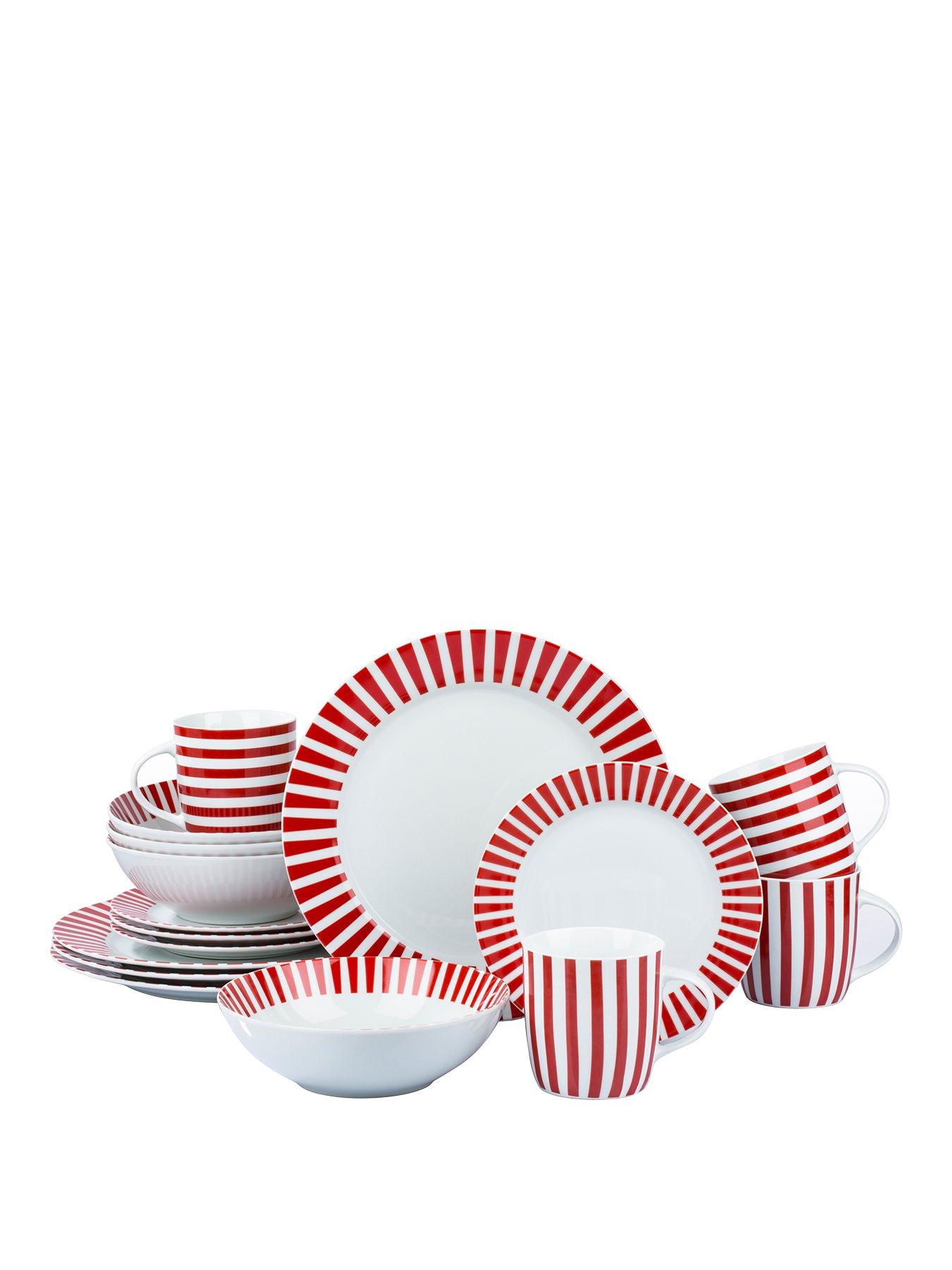 Waterside Red Stripe 16-Piece Dinner Set review