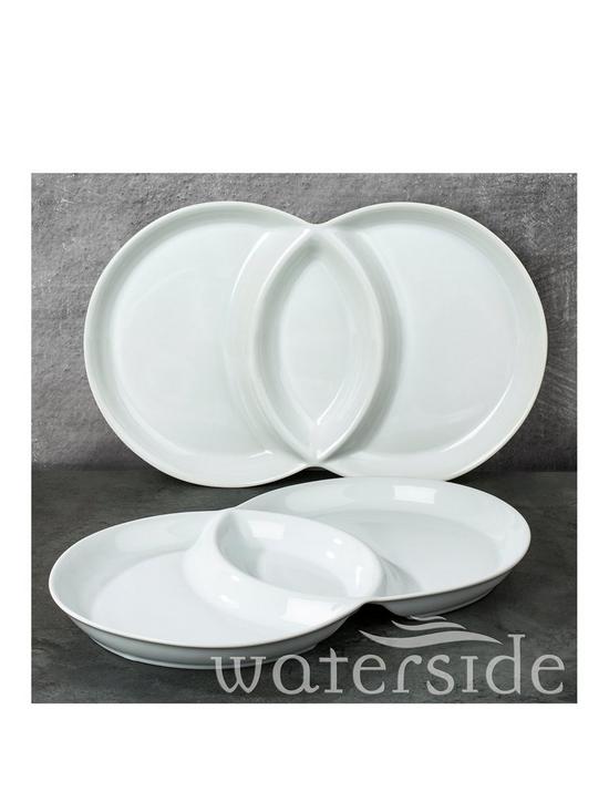 front image of waterside-set-of-two-3-section-serving-dish