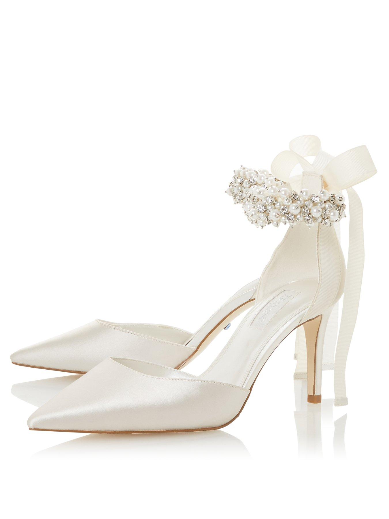 dune london bridal morgen heeled sandal with gem ankle tie