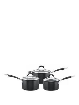 Product photograph of Circulon Momentum Hard-anodised 3-piece Pan Set from very.co.uk