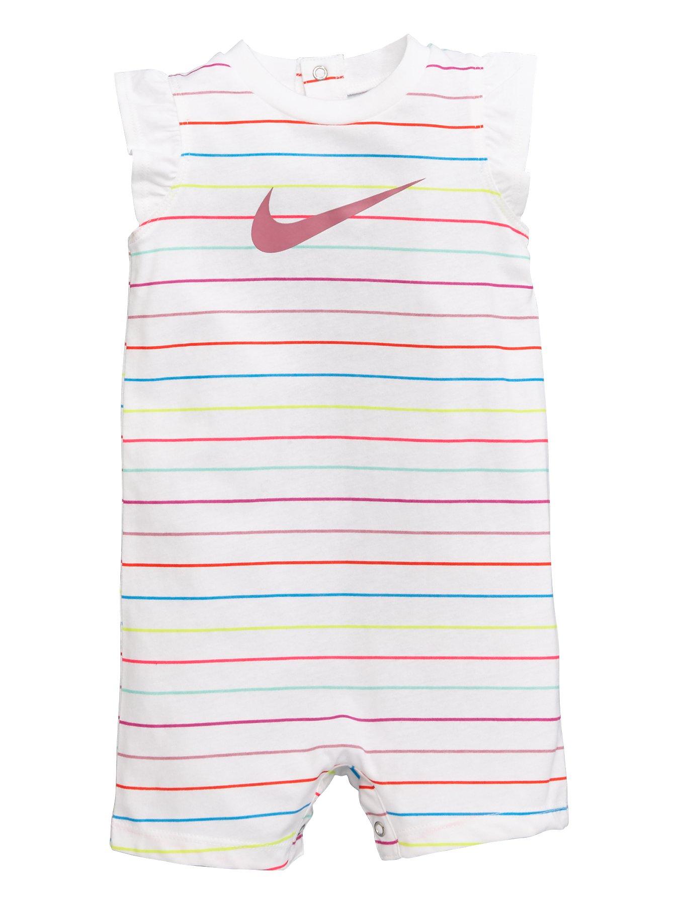 Nike Sportswear Baby Girls Stripe Romper - White | very.co.uk