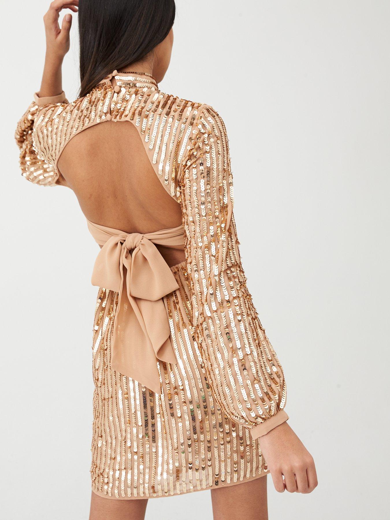 river island gold dress