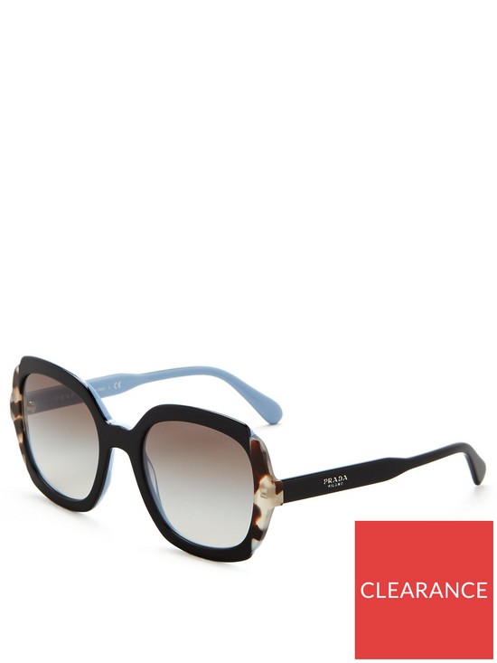 front image of prada-oversize-sunglasses-black-azurespotted-brown