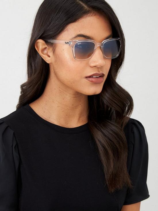 front image of ray-ban-square-sunglasses-transparent