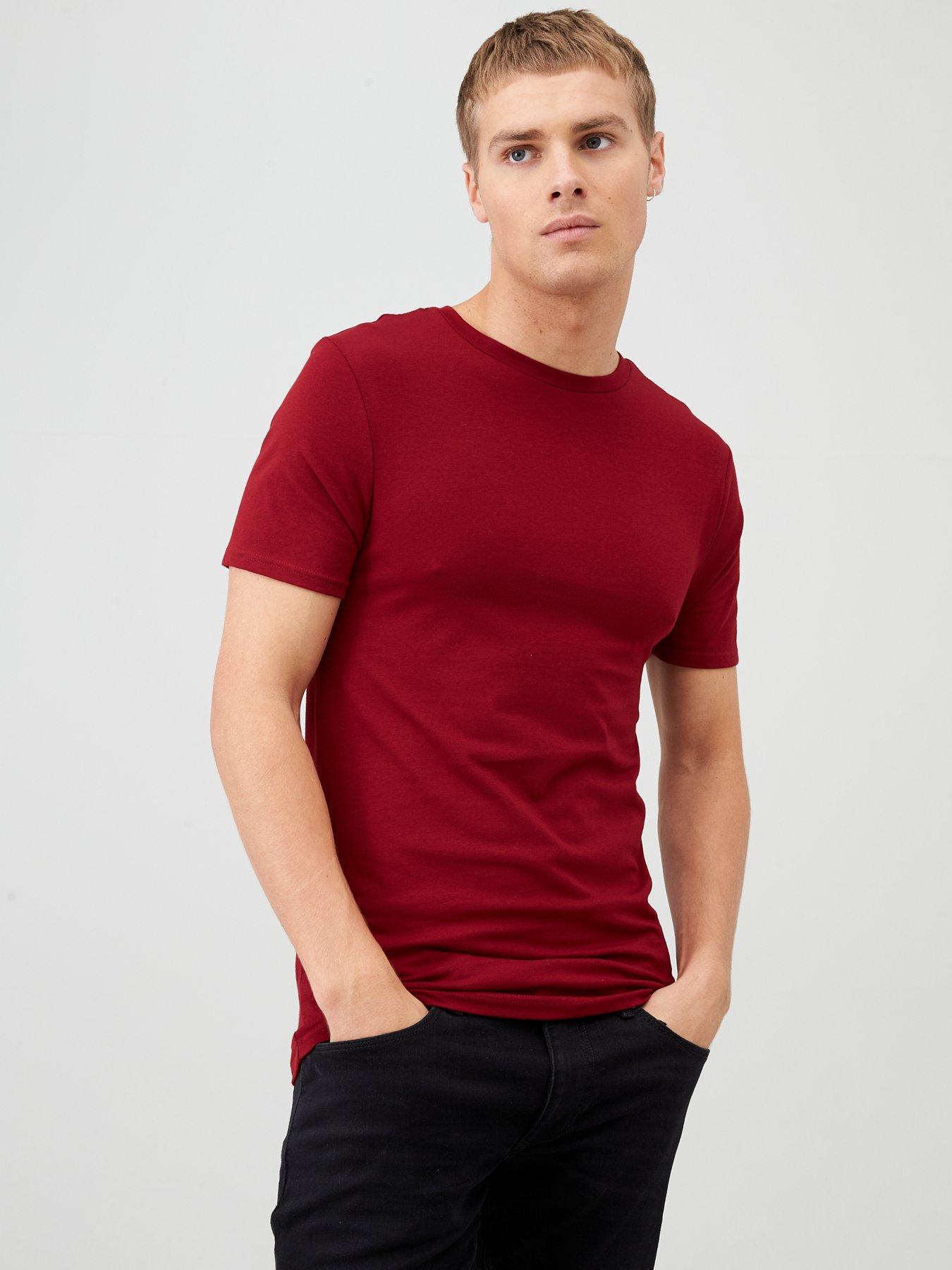 red muscle fit t shirt