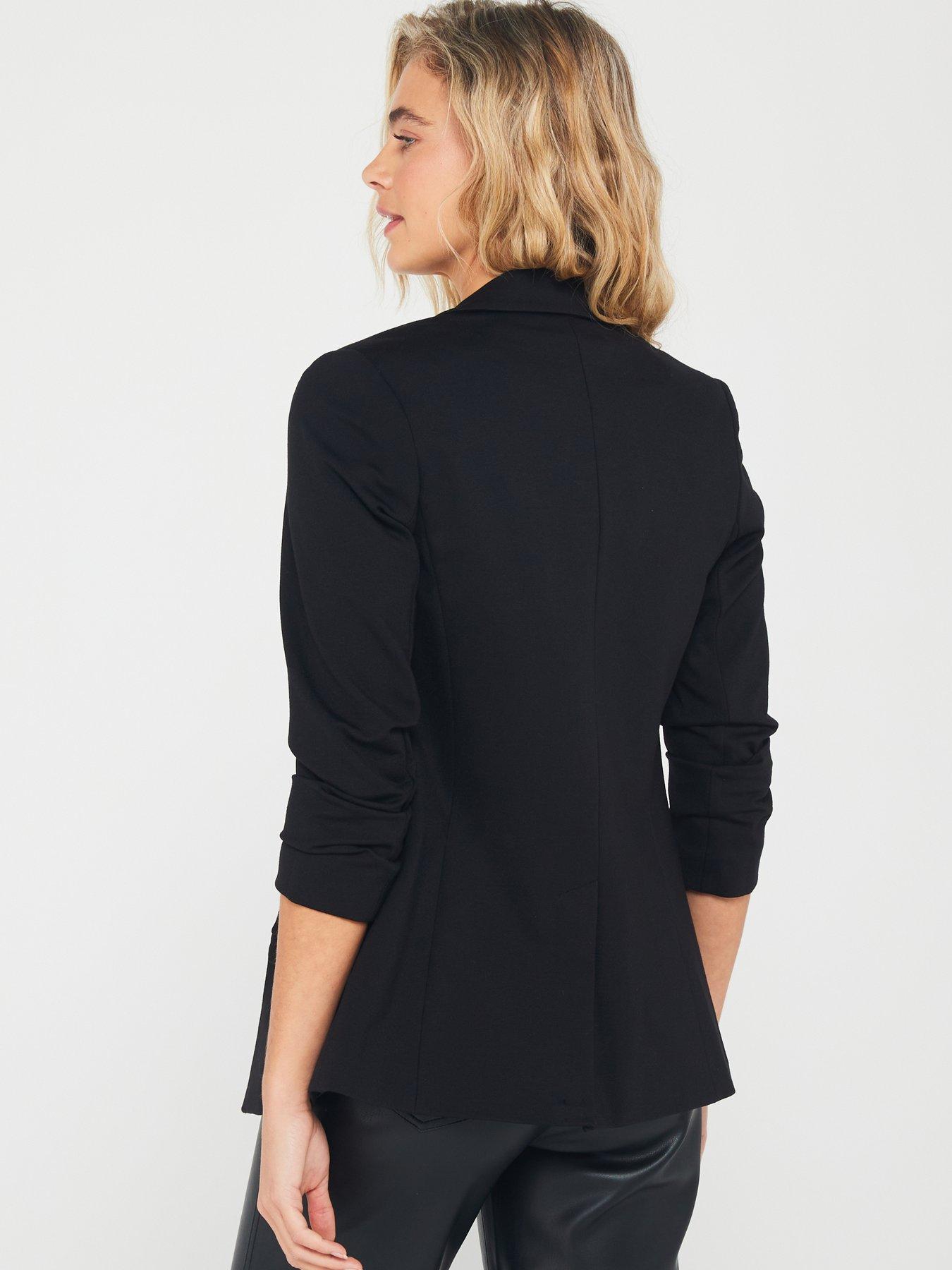 Black ruched outlet sleeve jacket