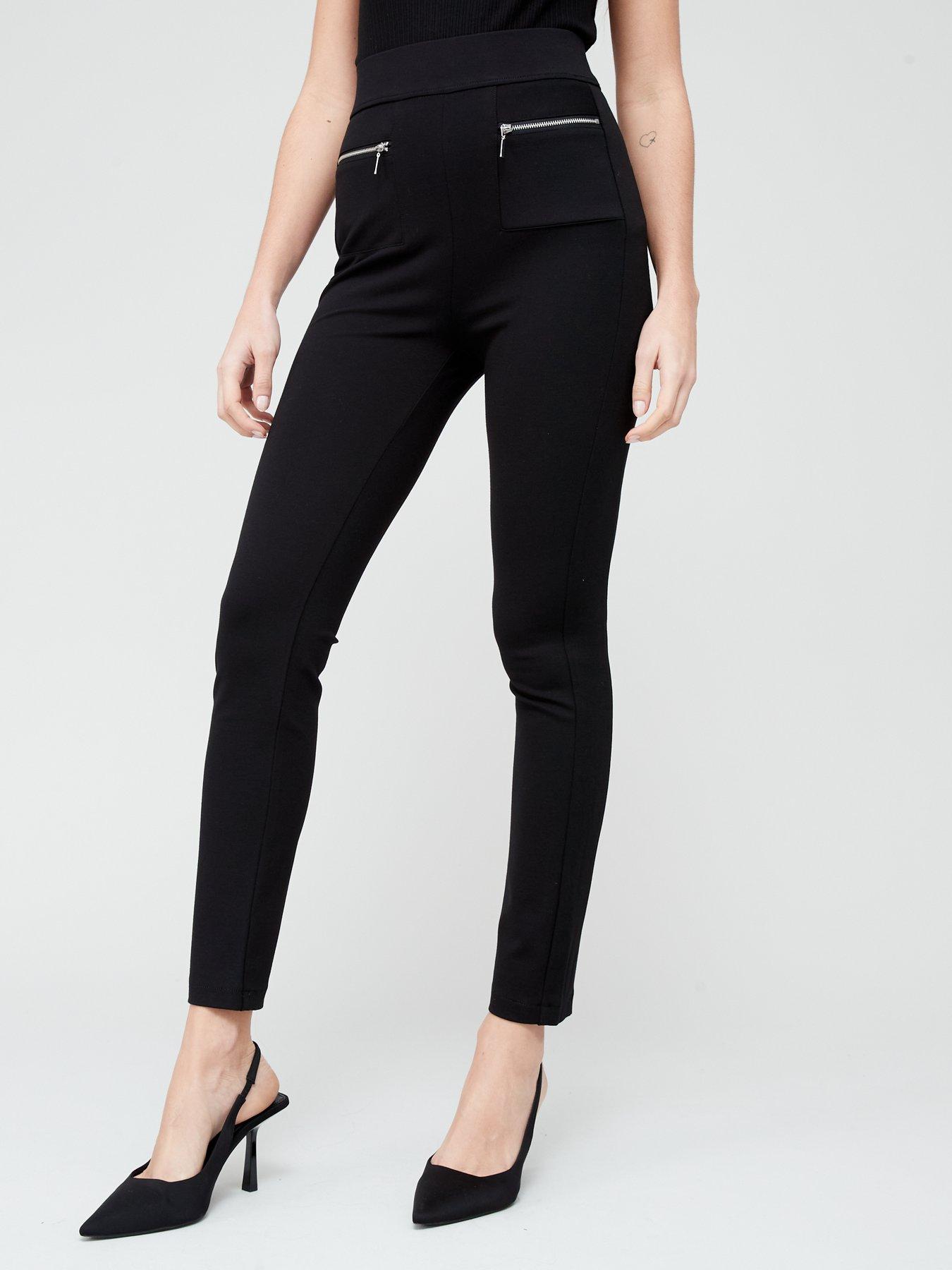 V by Very Ponte Skinny Trousers - Black | very.co.uk