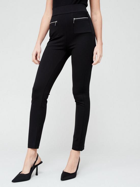 front image of v-by-very-premiumnbspponte-skinny-trousers-black