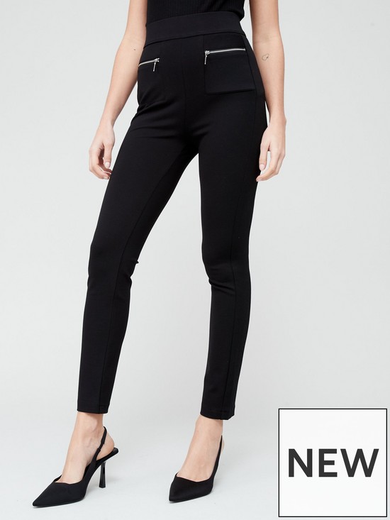 front image of v-by-very-premiumnbspponte-skinny-trousers-black