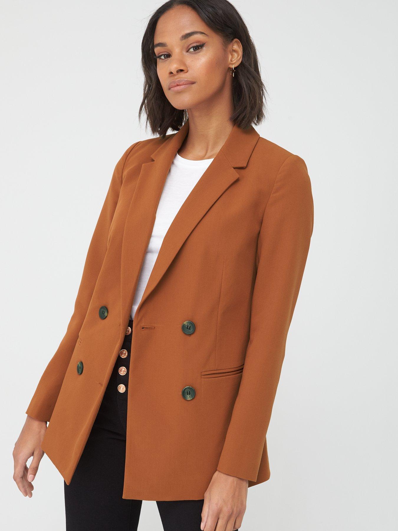 V by Very Longline Double Breasted Blazer - Rust | very.co.uk