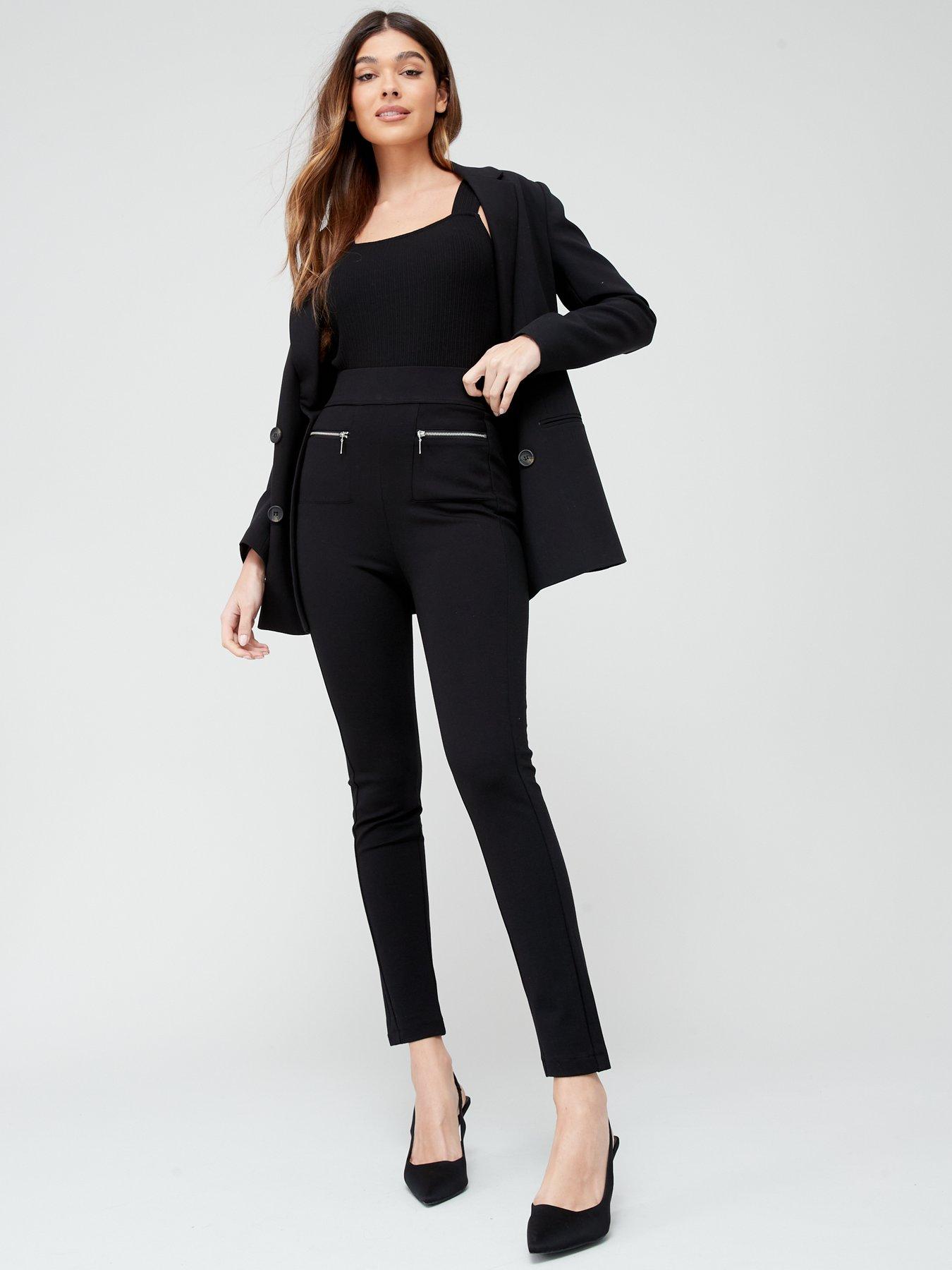 V by Very Premium Ponte Tall Skinny Trousers - Black