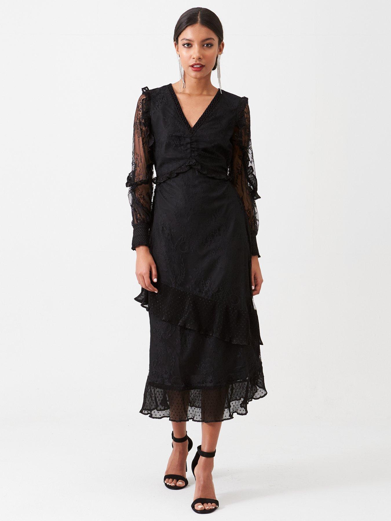 river island frill midi dress
