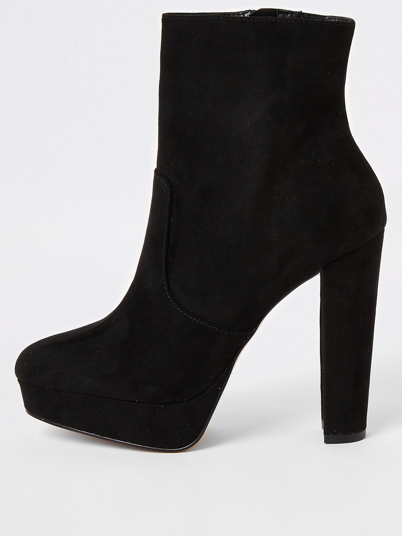 river island black heeled boots