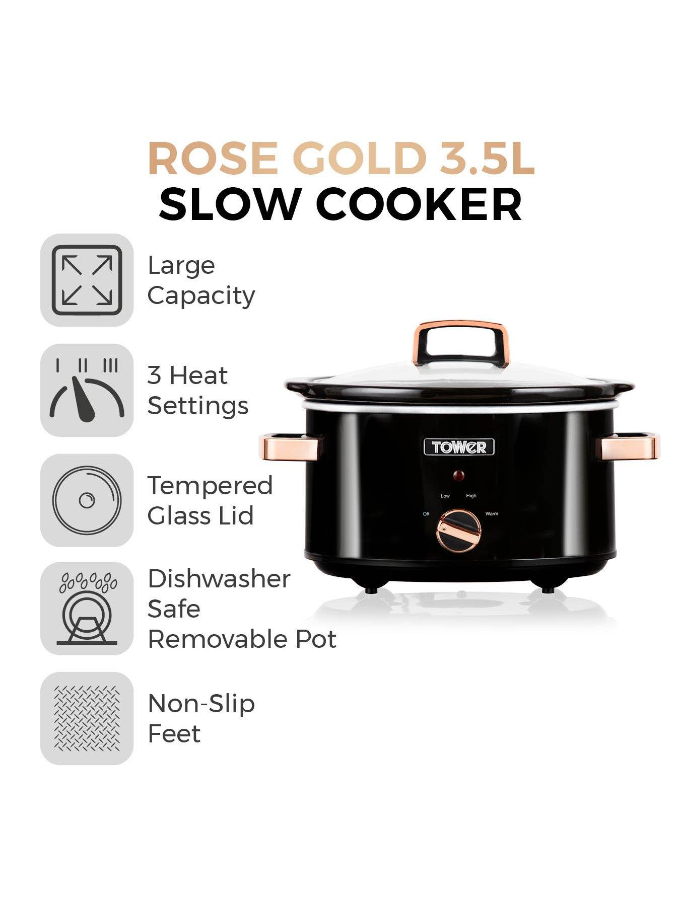 Tower Rose Gold 6.5L Slow Cooker, Electricals