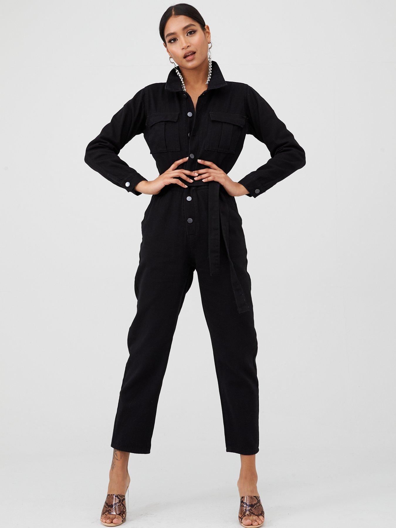 black denim boiler suit