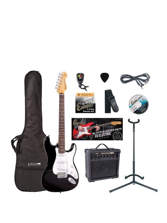 front image of encore-electric-guitar-outfit-gloss-black