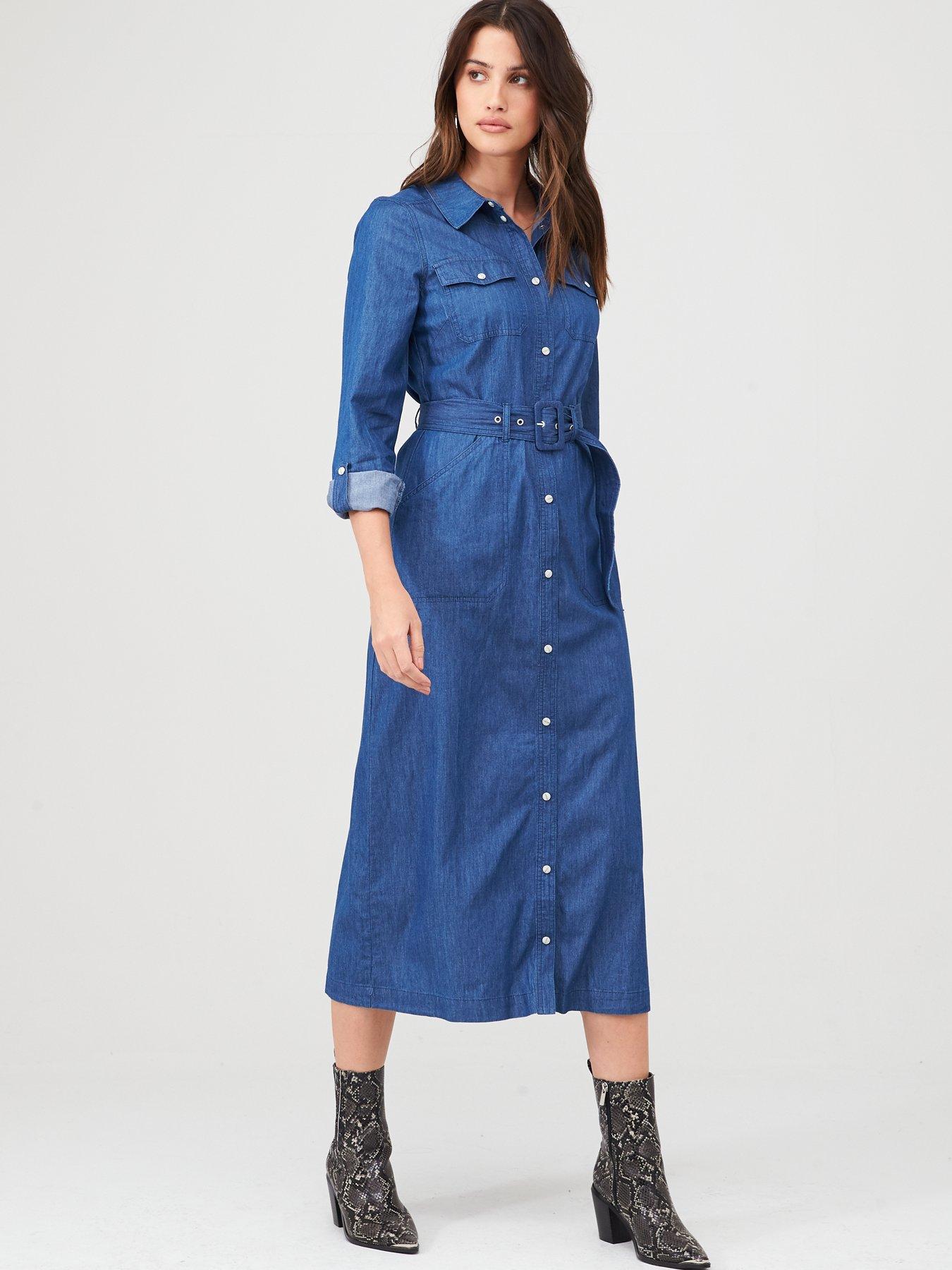 warehouse long denim dress