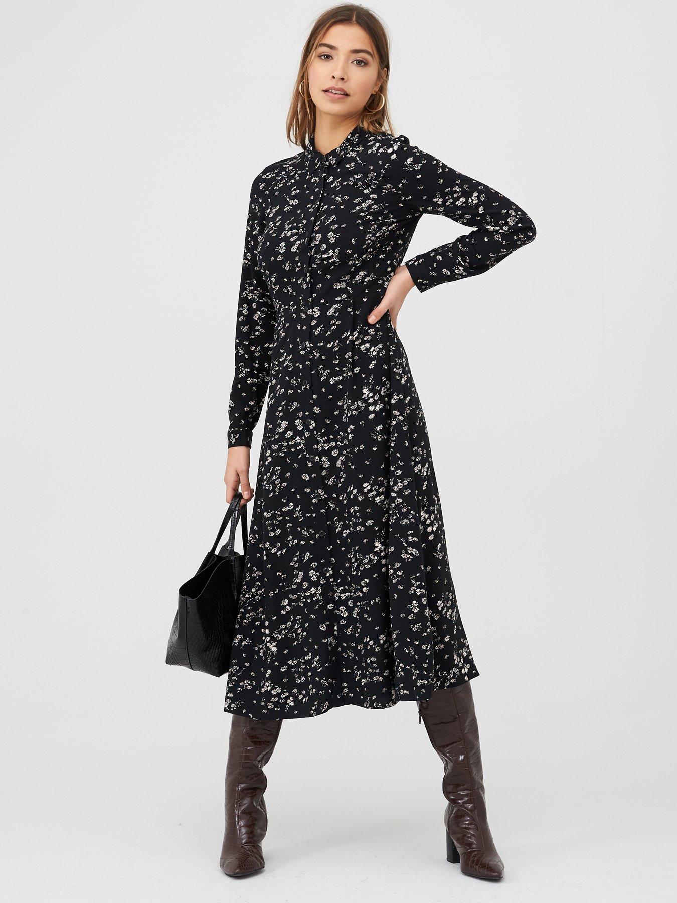 warehouse ditsy floral midi dress