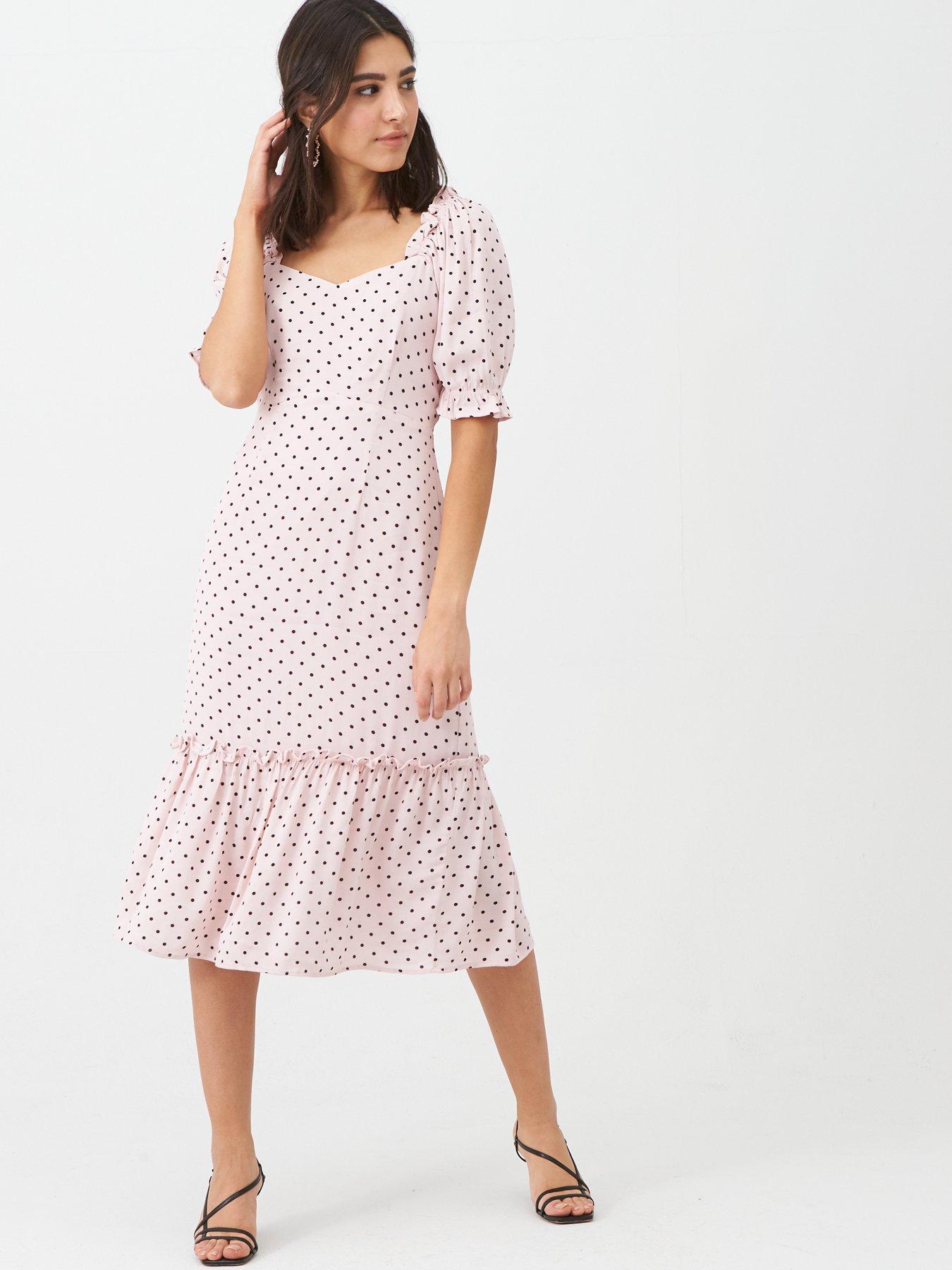polka dot midi prairie dress