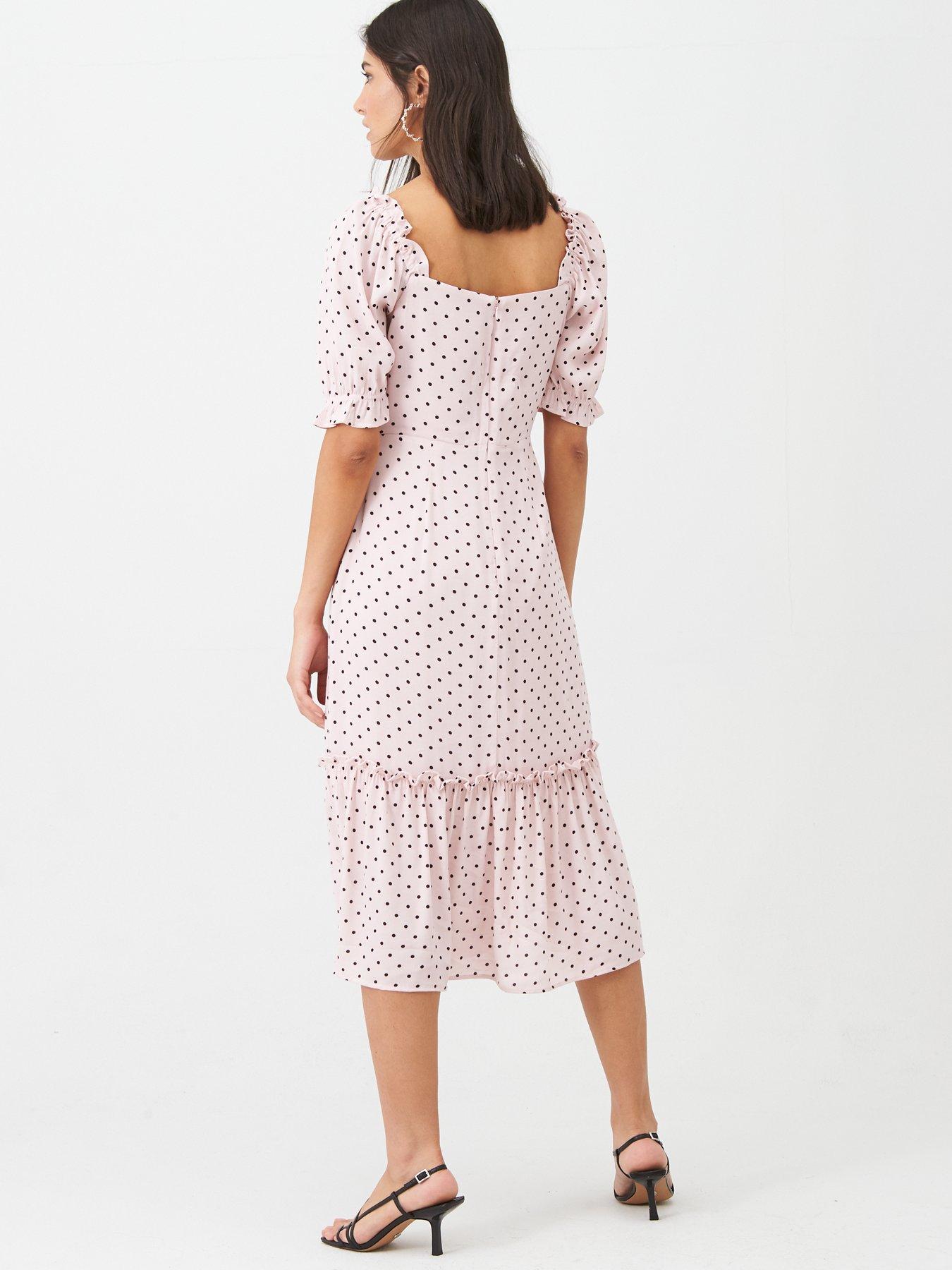 warehouse polka dot midi prairie dress