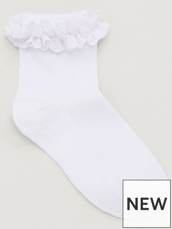 back image of everyday-girls-5-pack-multi-occasion-ruffle-frill-socks-white