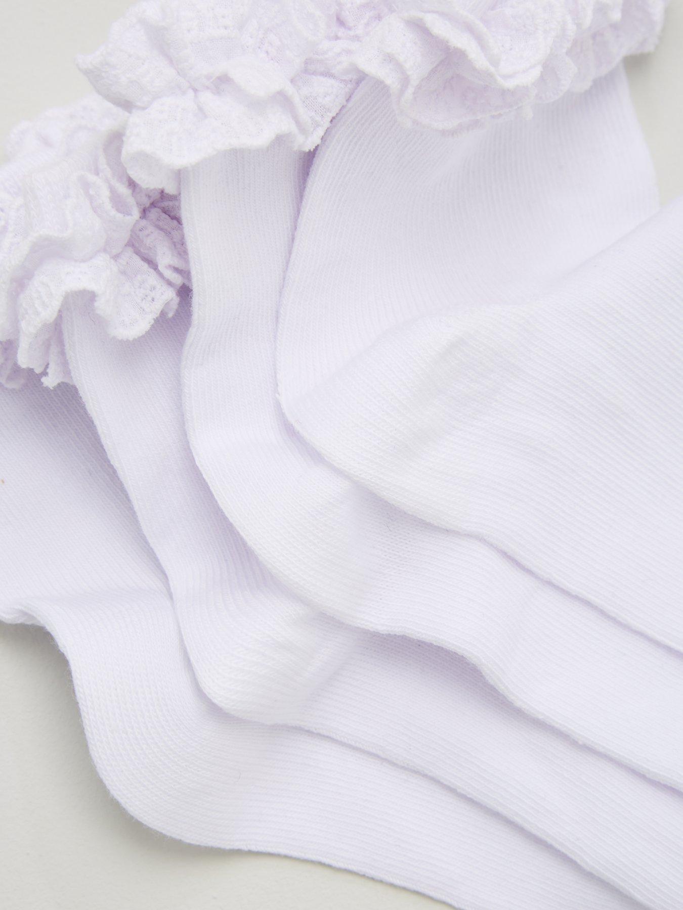 Image 3 of 3 of Everyday Girls 5 Pack Multi Occasion Ruffle Frill Socks - White
