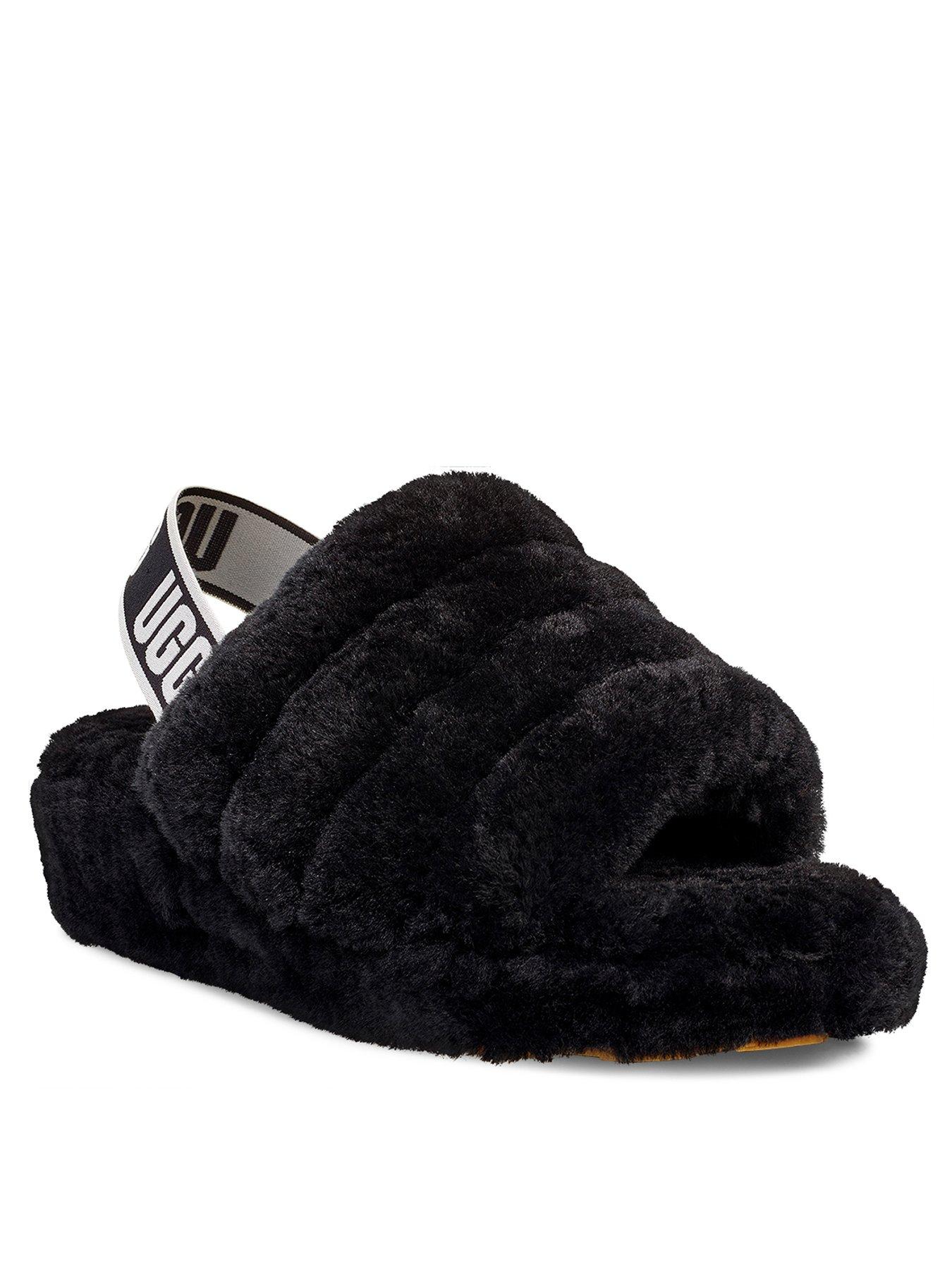 black and white ugg slippers