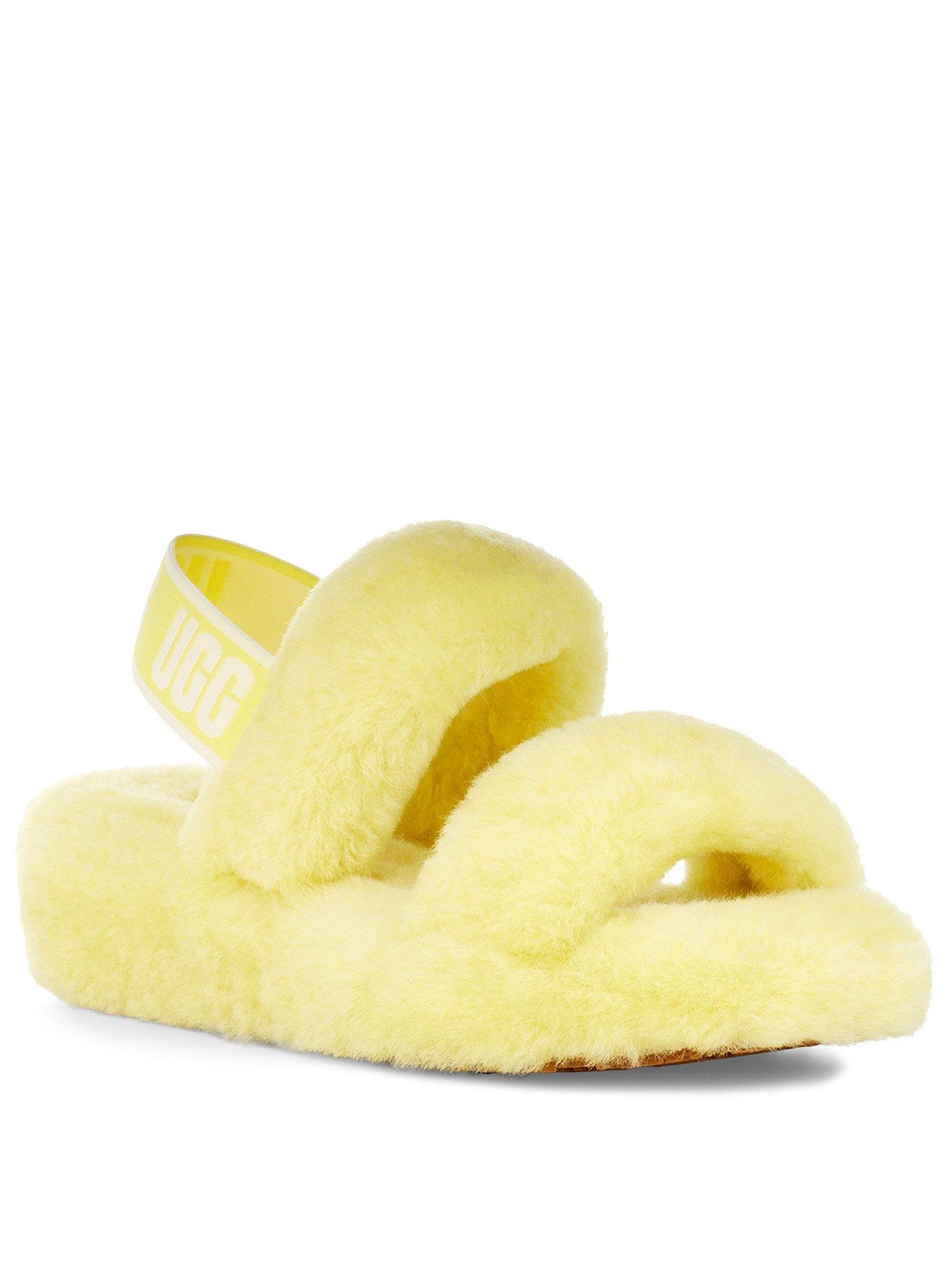 neon yellow ugg slides