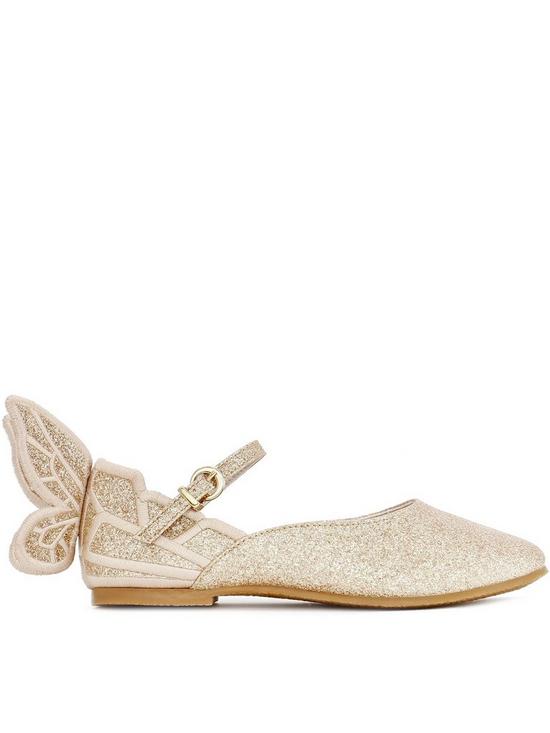 Sophia Webster Junior Girls Chiara Glitter Shoes - Gold | very.co.uk