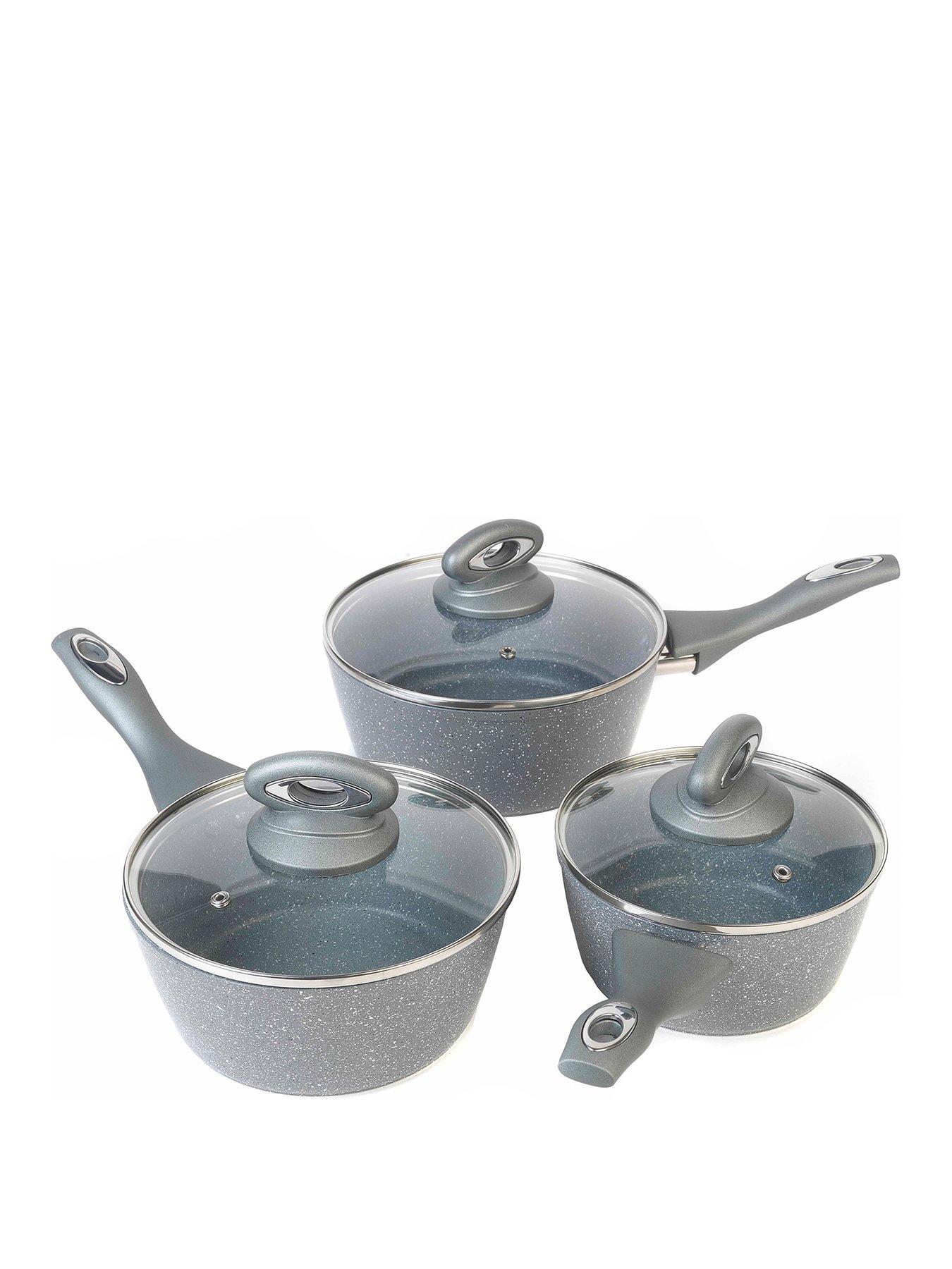 Product photograph of Salter Marble Collection 3-piece Saucepan Set In Grey from very.co.uk
