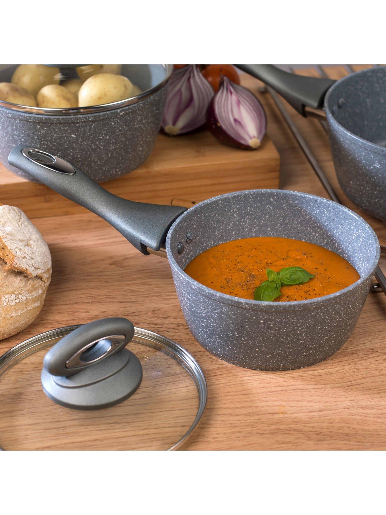 Image 5 of 6 of Salter Marble Collection 3-Piece Saucepan Set in Grey