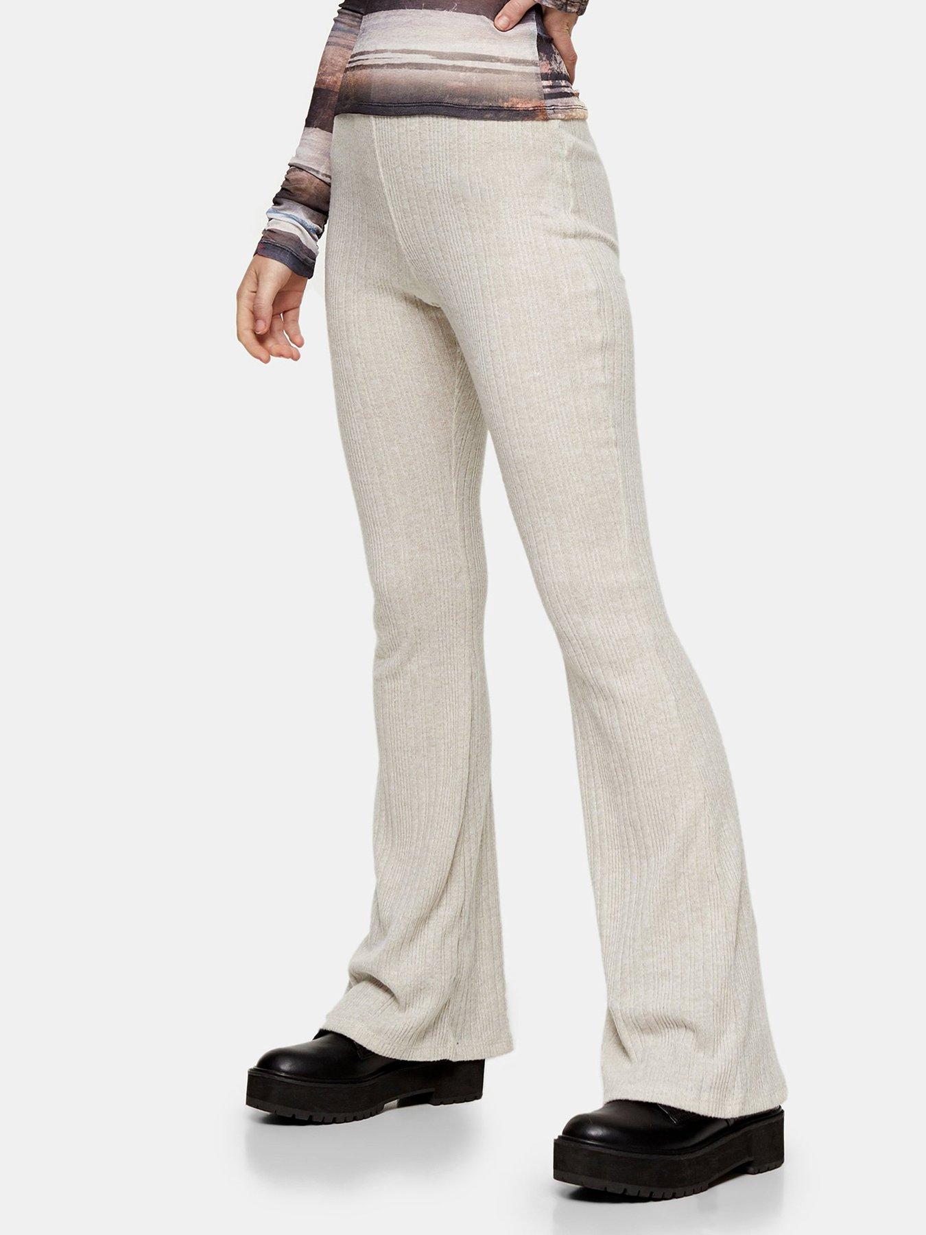 topshop ribbed flared trousers