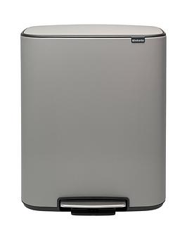 Product photograph of Brabantia Bo 60-litre Pedal Bin Ndash Mineral Concrete Grey from very.co.uk